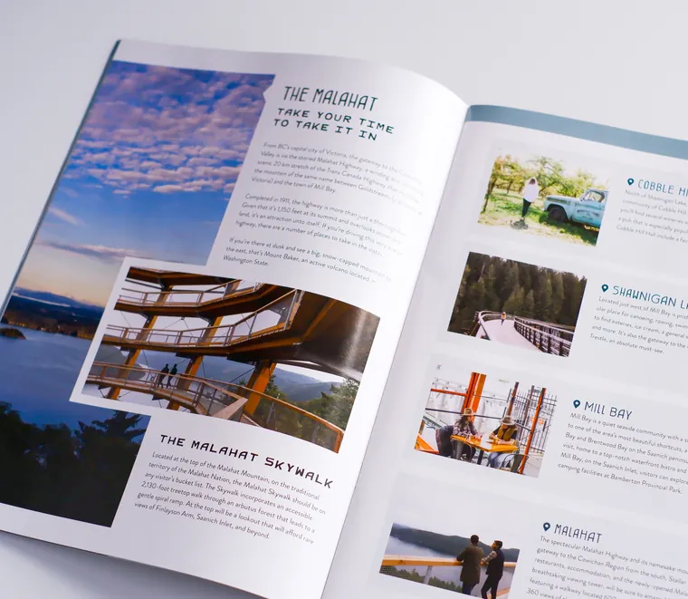 Travel guide magazine spread